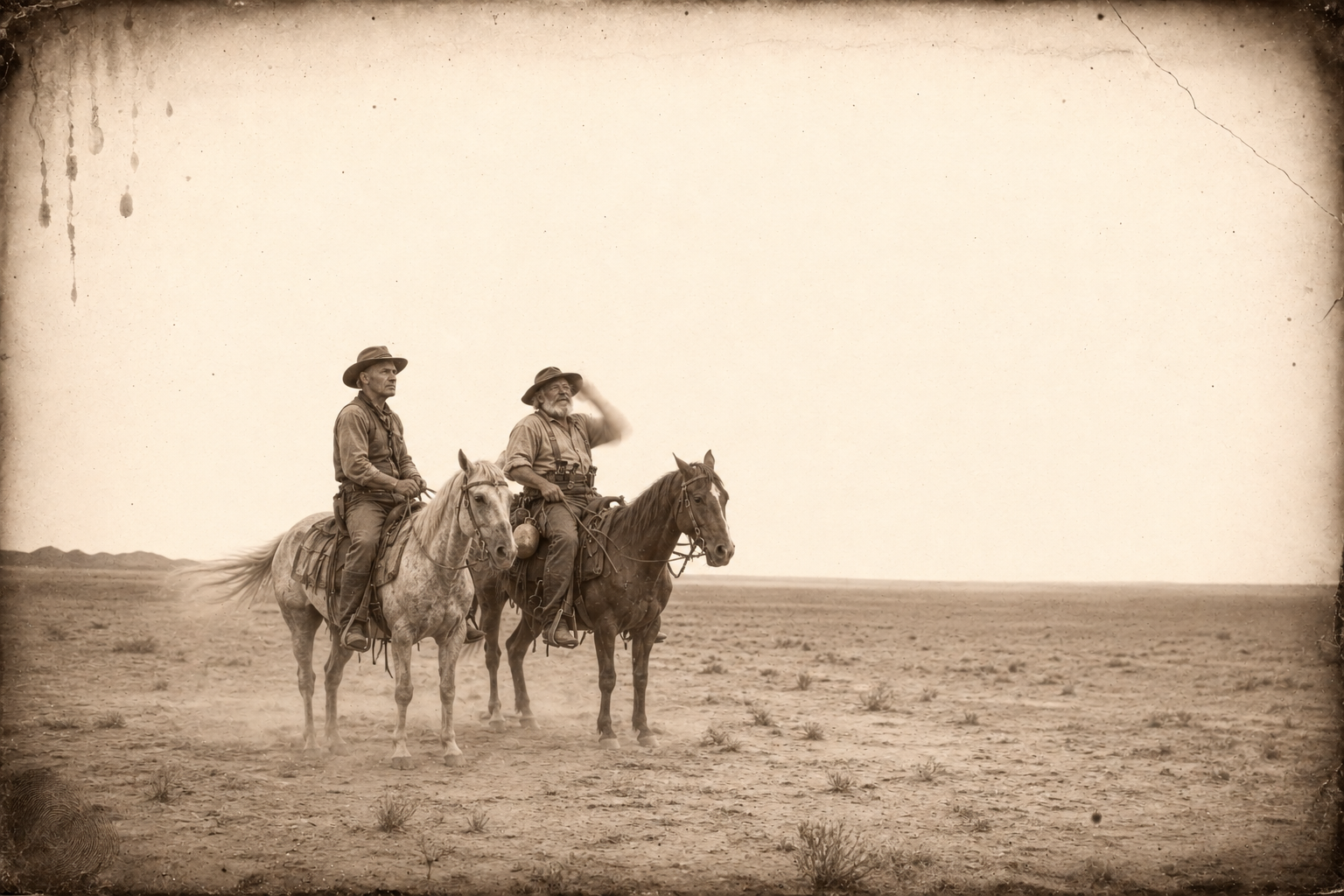 Call and Gus ride together into Wyoming, a black line of mountains far to the south, and Gus says it is looking droughty to him.