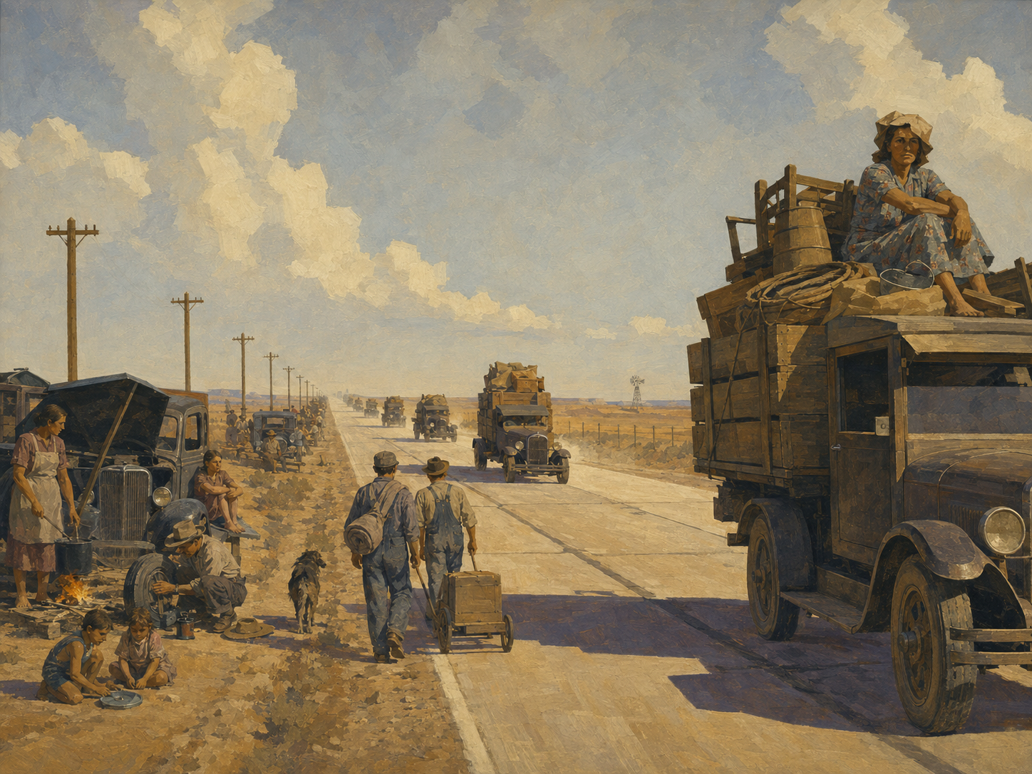 The highways streamed with moving people
