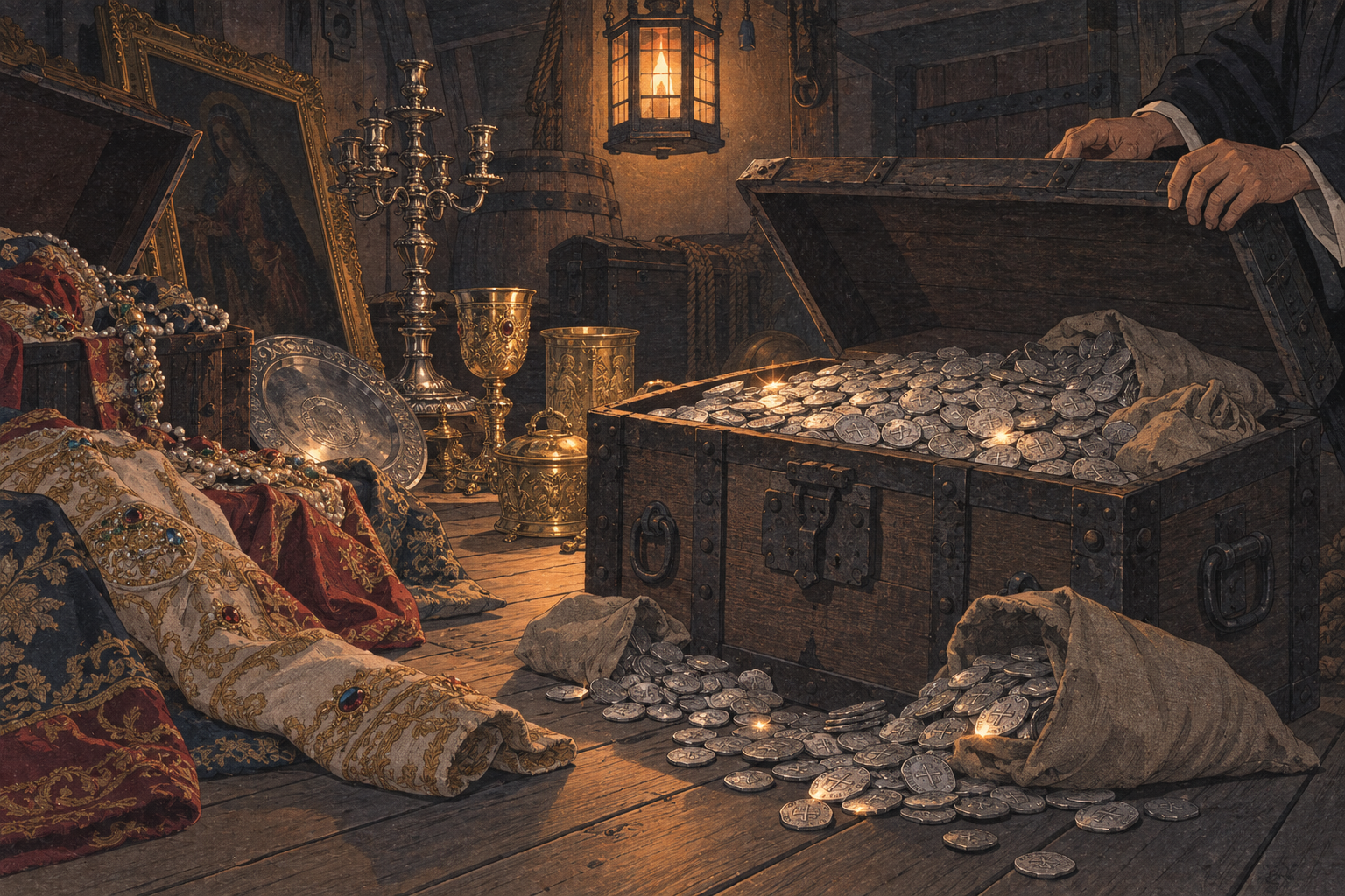 The strongbox of Spanish doubloons