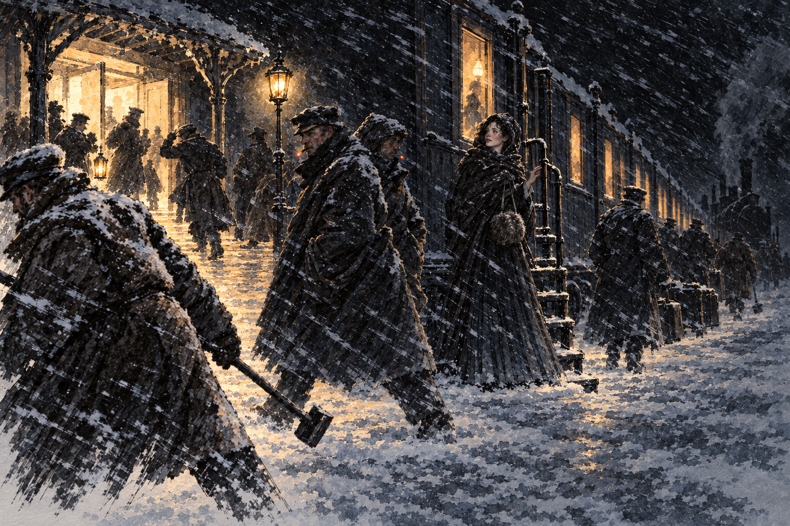 The platform in the blustering storm