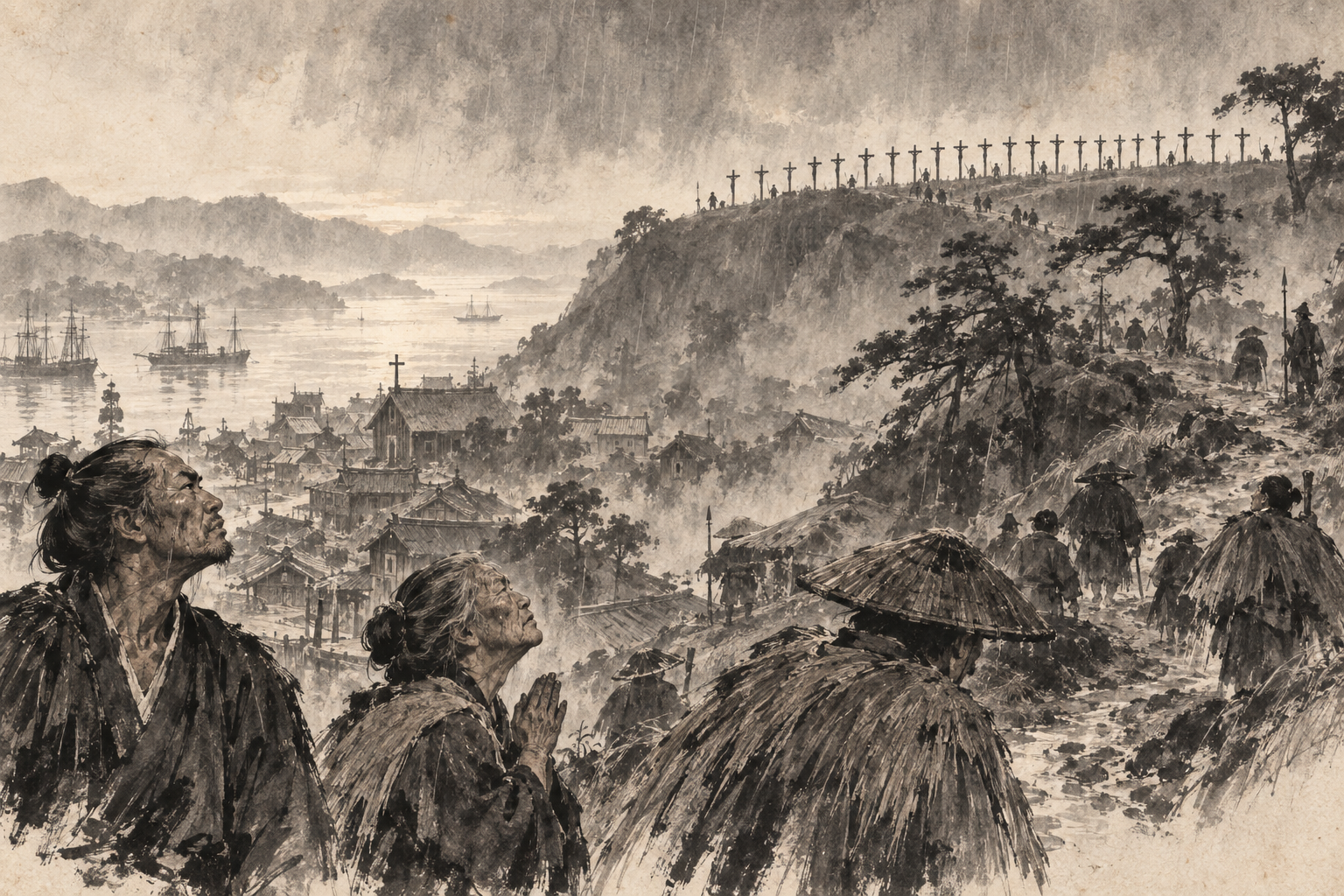 The crosses above Nagasaki