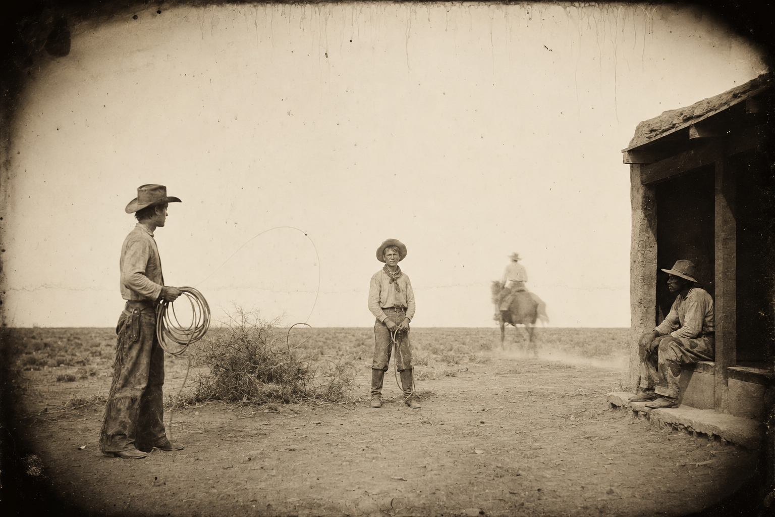 Call catches his second-best horse, the sorrel Sunup, and rides off northeast toward the Rainey place to hire hands, leaving Dish teaching Newt to rope bushes.