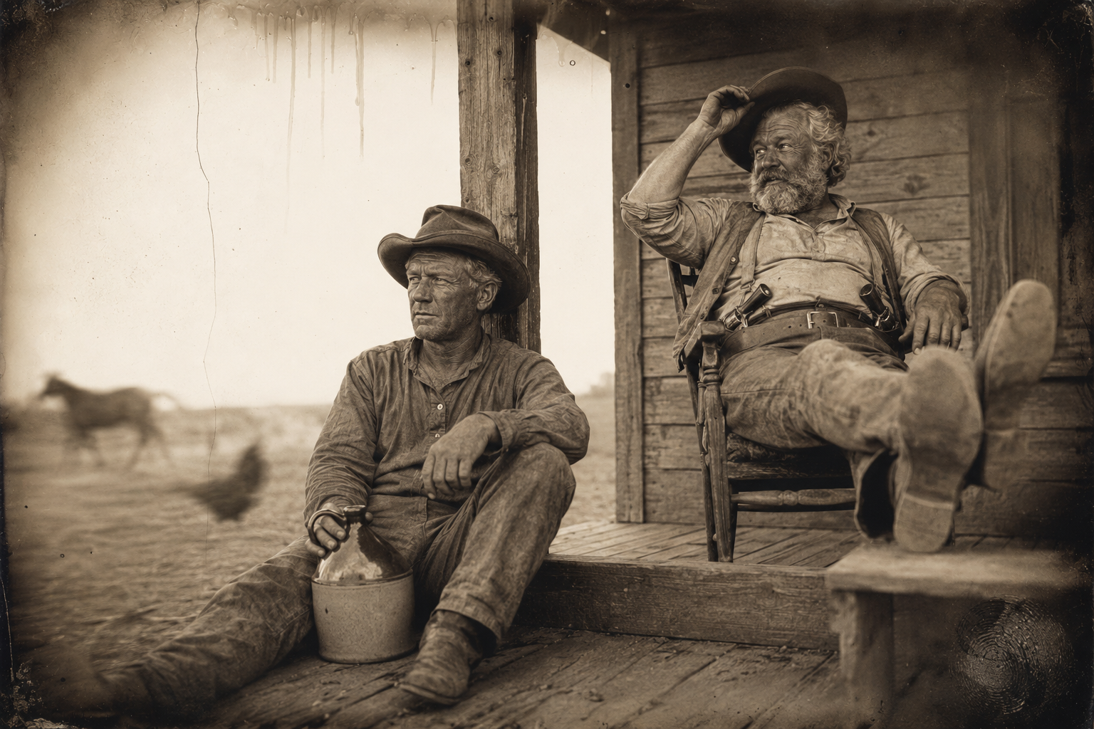 On the porch, told that Pedro Flores is dead, Call sits down with the jug and his lifelong hurry deserts him — "We might as well go on to Montana."