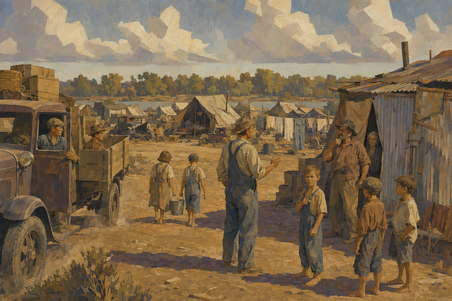 Arriving at Hooverville