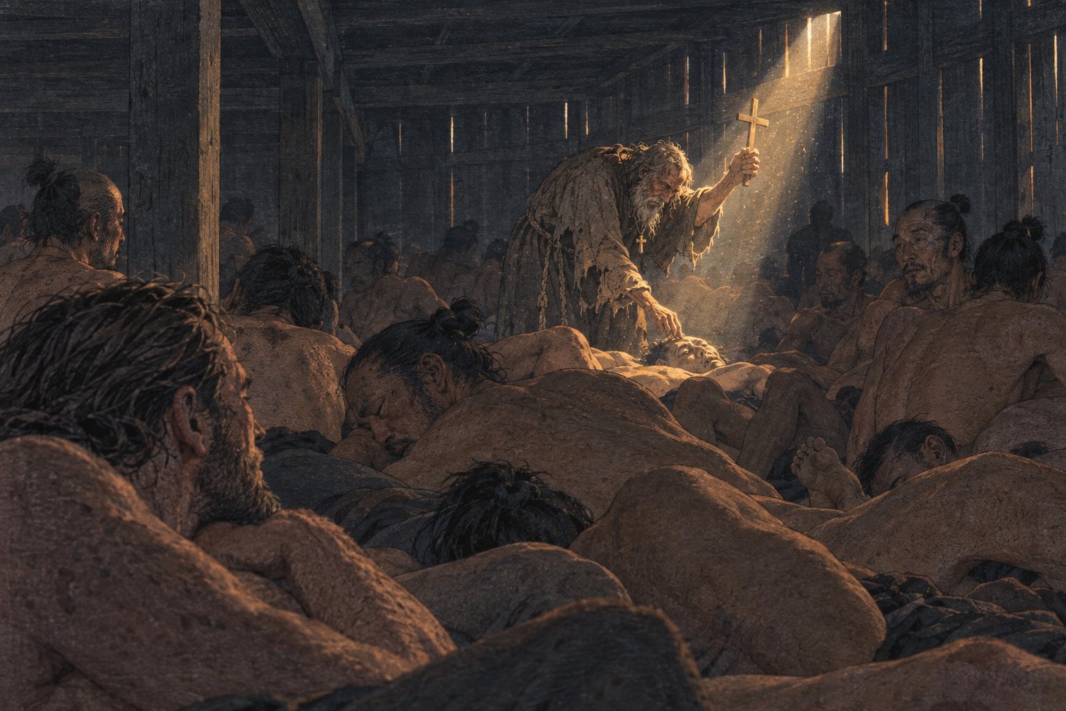 The cross in a shaft of sun