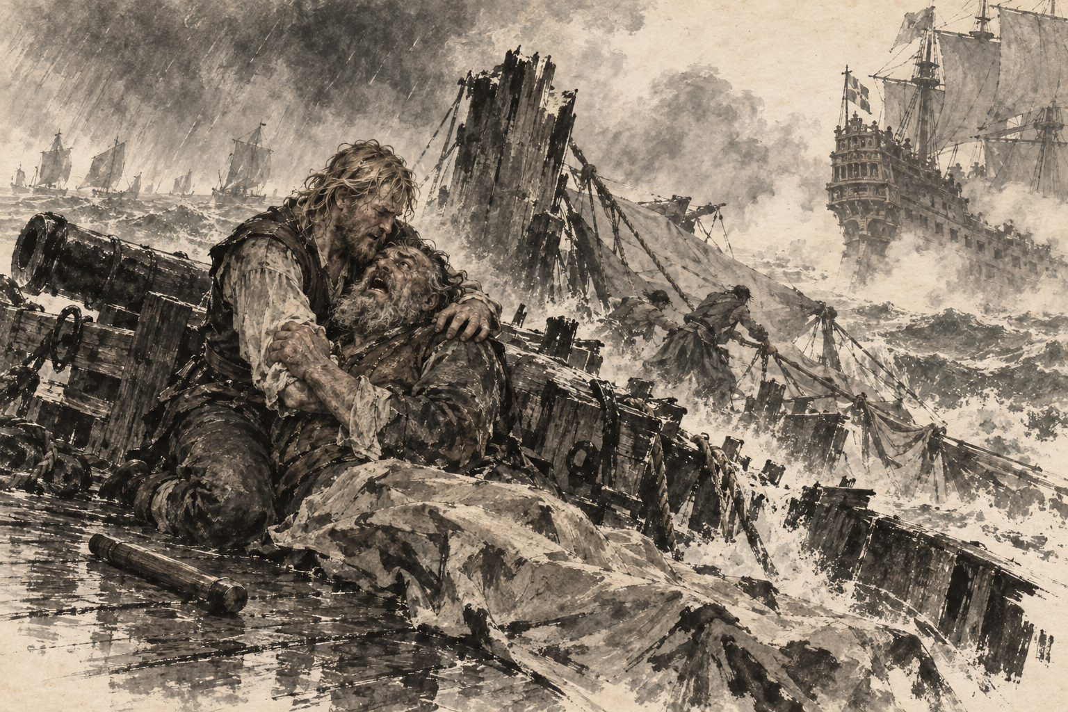 Alban Caradoc against the gun carriage