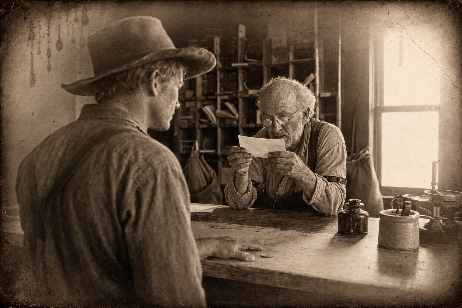 At the post office counter July finally hands over the letter and buys his stamp, and the old clerk scrutinises the address and asks whether Arkansas is where he is from.