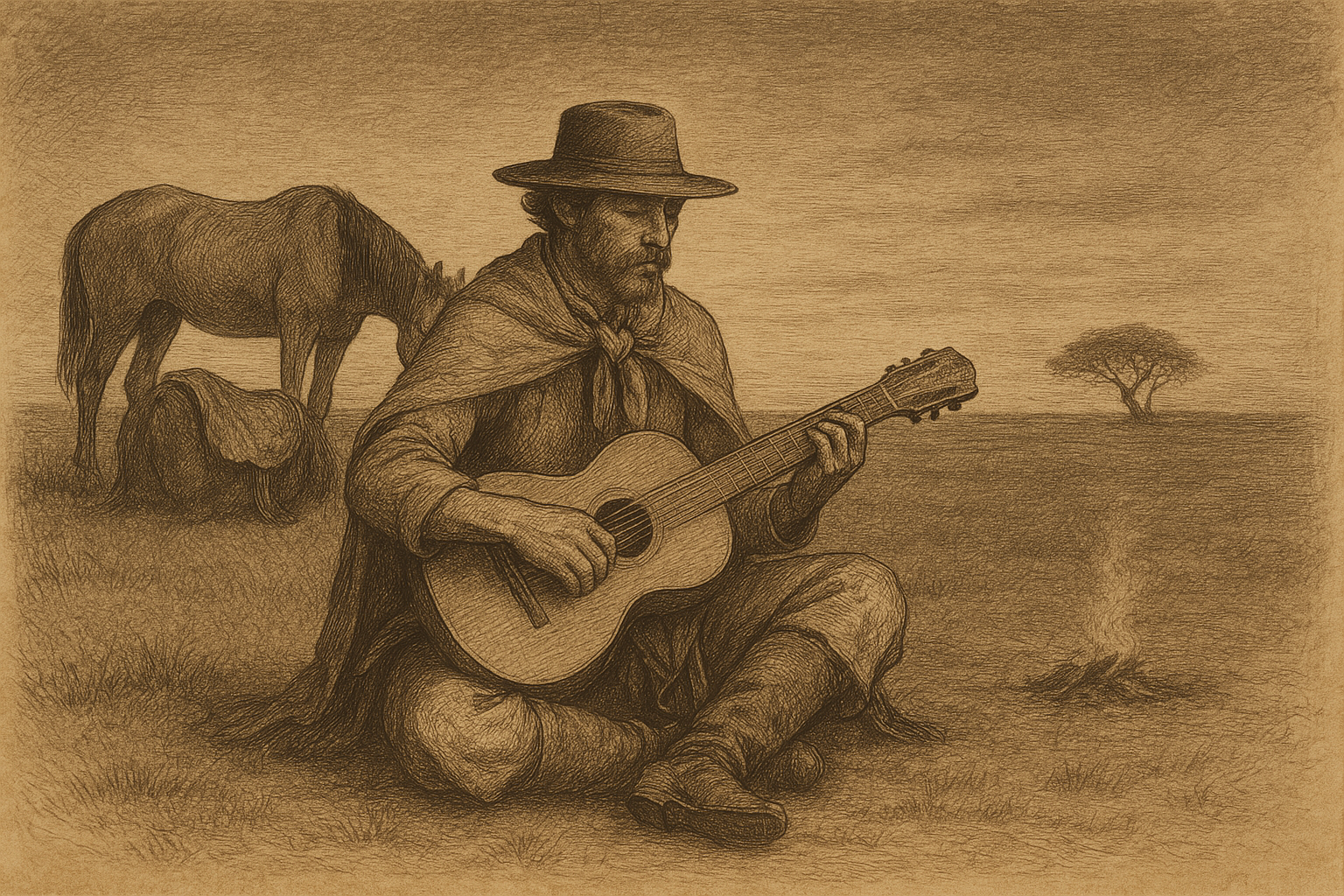 The Guitar Falls Silent. The Pampa Remains. — Martín Fierro
