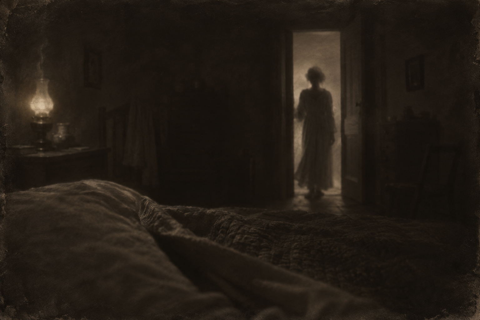 She stands in the doorway